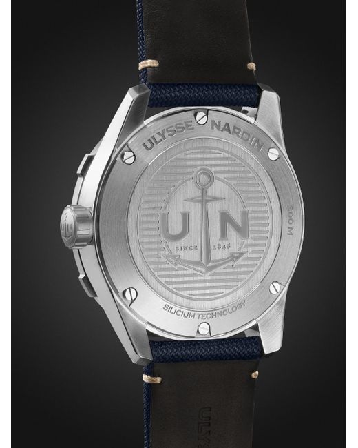Orologio automatico 42 mm in acciaio inossidabile con cinturino in tela Diver di Ulysse Nardin in Blue da Uomo