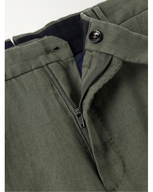 Incotex Venezia 1951 schmal geschnittene Hose aus Leinen in Green für Herren