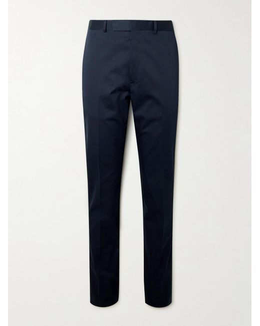 Kingsman Blue Straight-leg Cotton-blend Twill Trousers for men