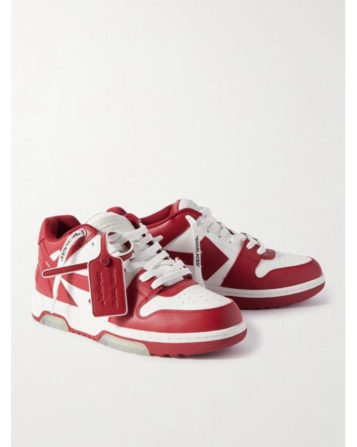 Off-White c/o Virgil Abloh Out of Office Sneakers aus Leder in Red für Herren