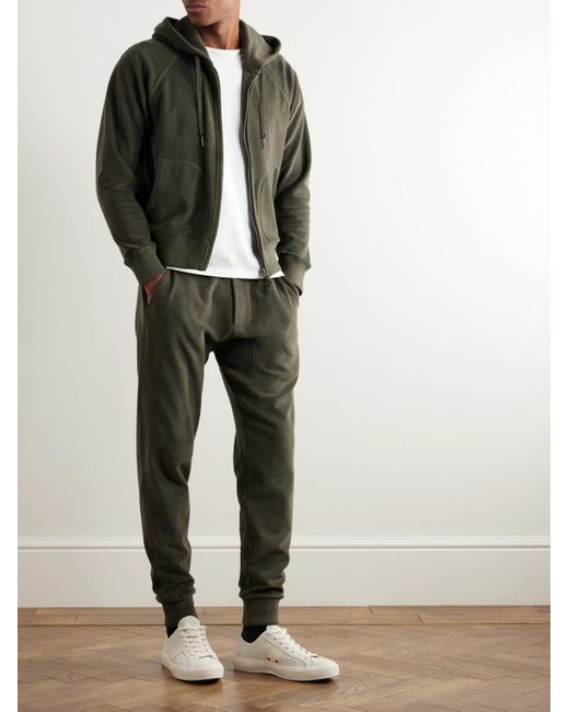Tom Ford Green Tapered Cotton-terry Sweatpants for men