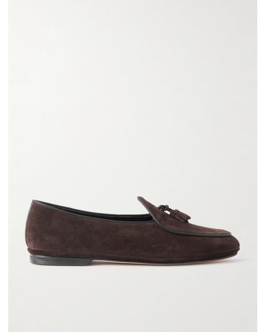 Rubinacci Brown Marphy Tasselled Suede Loafers for men