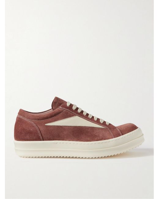 Rick Owens Brown Vintage Leather-trimmed Suede Sneakers for men