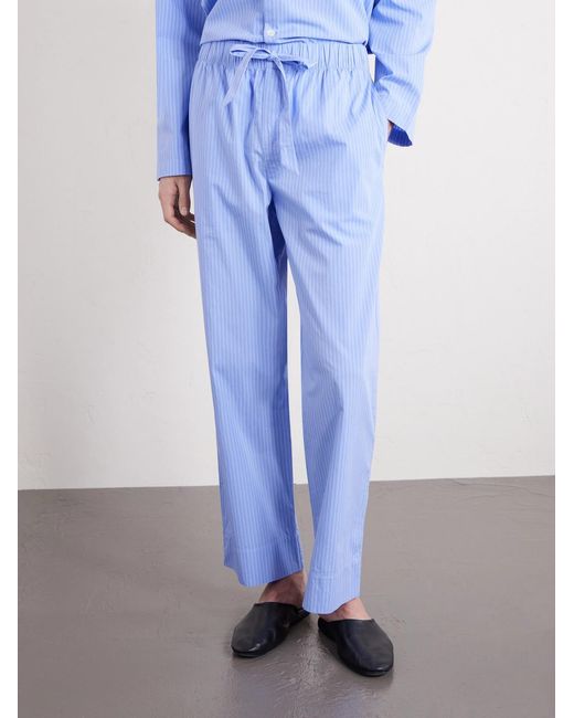 Tekla Blue Striped Organic Cotton-poplin Pyjama Trousers for men