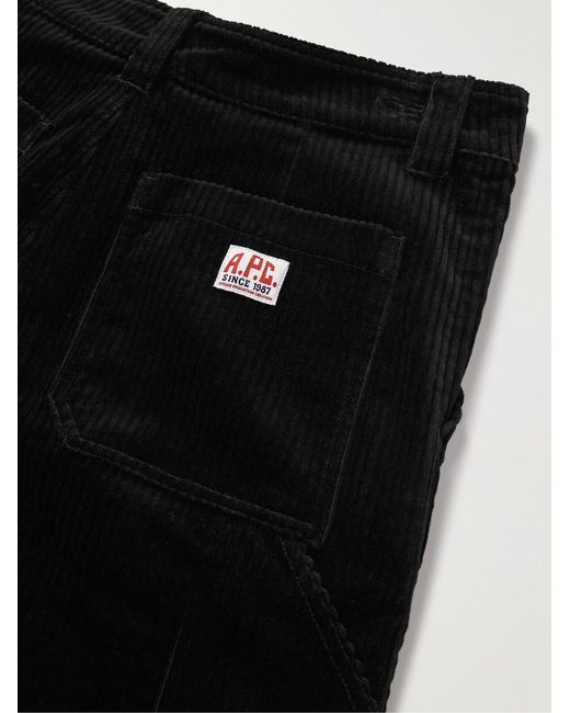 A.P.C. Black Fergus Straight-Leg Cotton-Blend Corduroy Trousers for men