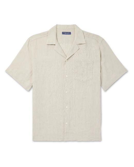 Frescobol Carioca White Angelo Camp-collar Linen Shirt for men