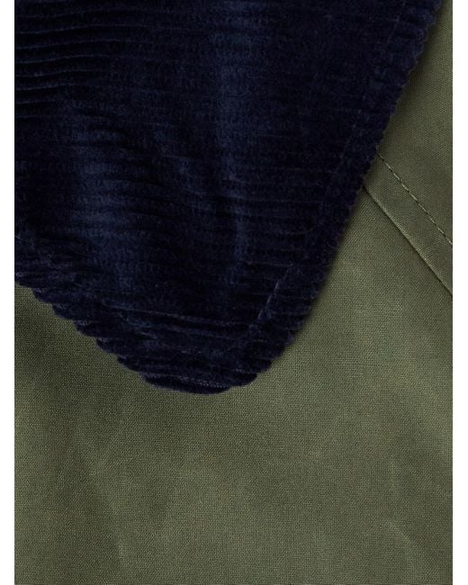 A.P.C. Green Gaspard Oversized Corduroy-trimmed Coated Cotton-canvas Coat for men