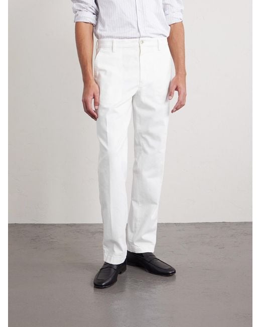 Canali White Straight-Leg Cotton-Blend Twill Trousers for men