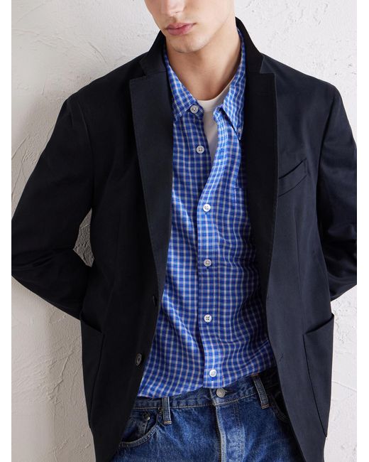 Slowear Black Stretch-Cotton Gabardine Suit Jacket for men