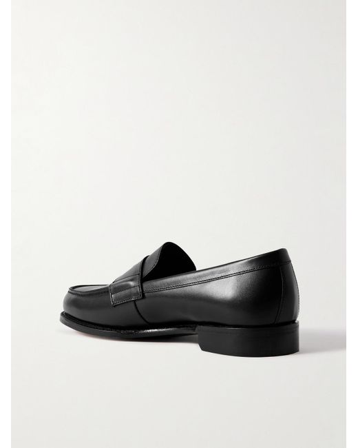 Drake's Black Charles Leather Penny Loafers for men