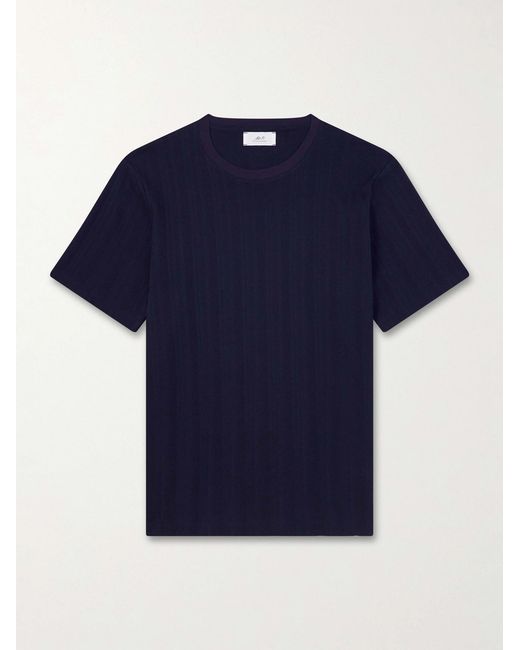 Mr P. Blue Textured Organic Cotton T-Shirt for men