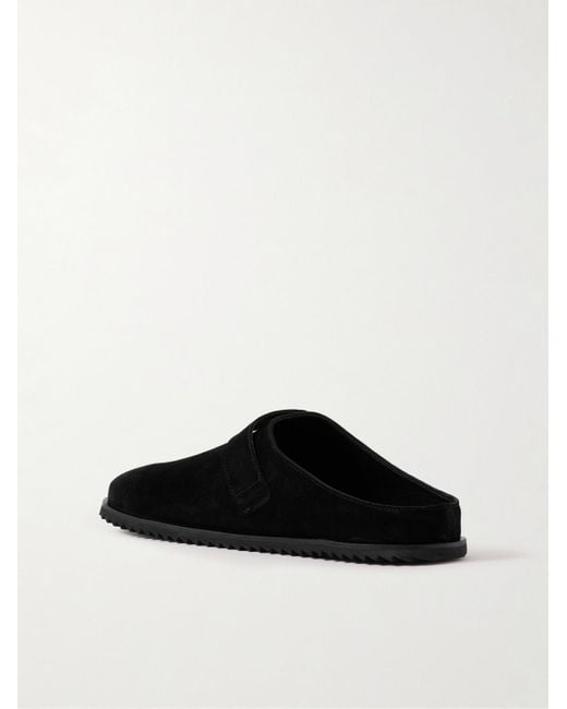 Mr P. Black Suede Mules for men