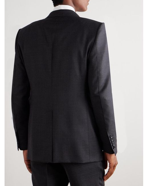 Tom Ford Black Dyllan Houndstooth Wool-Blend Suit Jacket for men