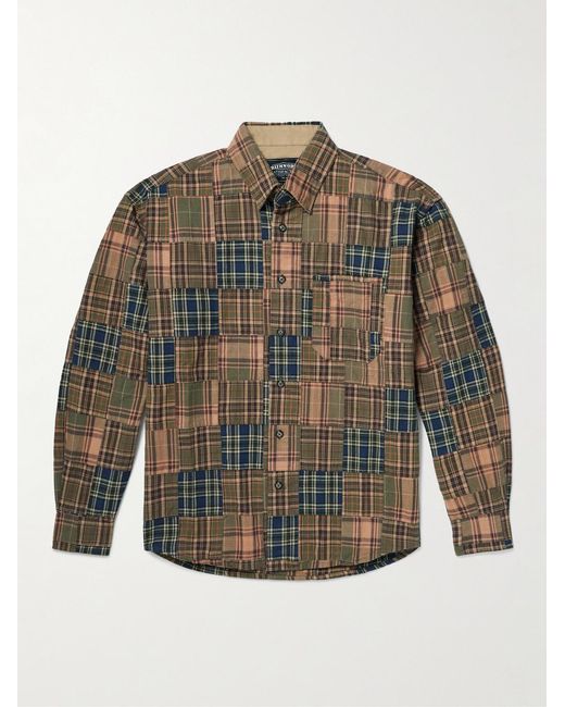 FRIZMWORKS Gray Patchwork Checked Cotton Shirt for men