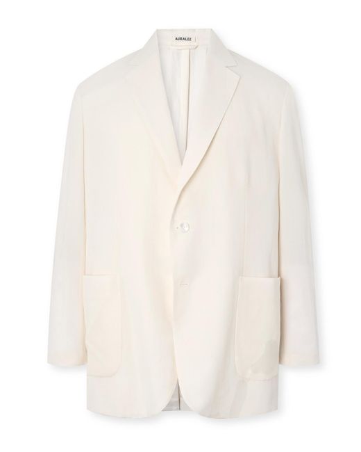 Auralee White Oversized Cotton And Wool-Blend Gabardine Blazer for men