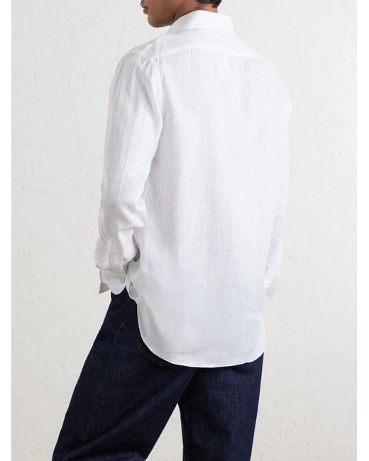 De Petrillo White Linen Shirt for men