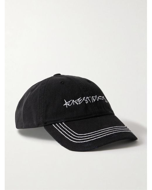 Acne Black Cuddy Logo-embroidered Organic Cotton-twill Baseball Cap for men
