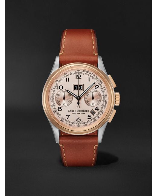 CARL F BUCHERER Black Heritage Bicompax Annual Limited Edition Automatic Chronograph 18-Karat Rose And Stainless Steel Watch, Ref. 00.10803.07.42.01 for men