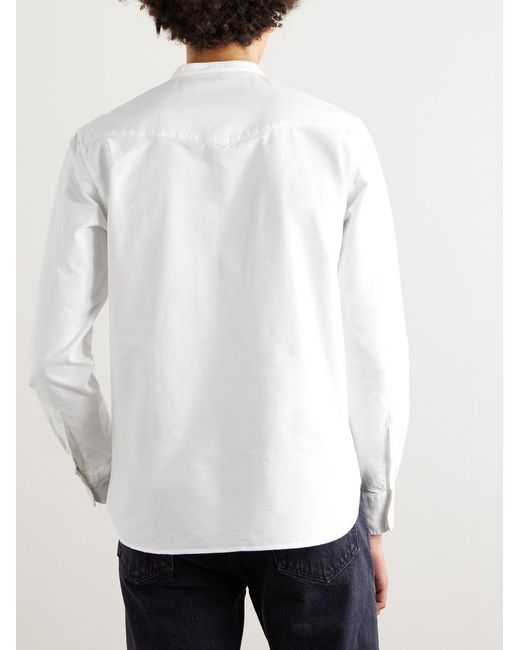 Officine Generale White Auguste Grandad-Collar Cotton Oxford Shirt for men