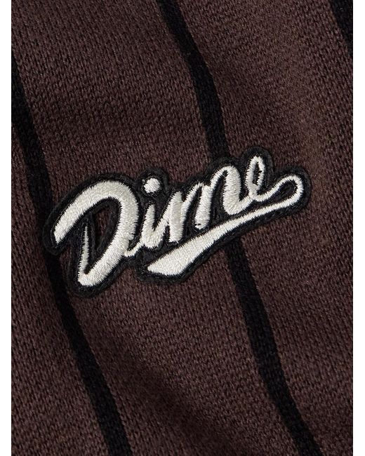 Dime Brown Logo-appliquéd Striped Cotton Cardigan for men