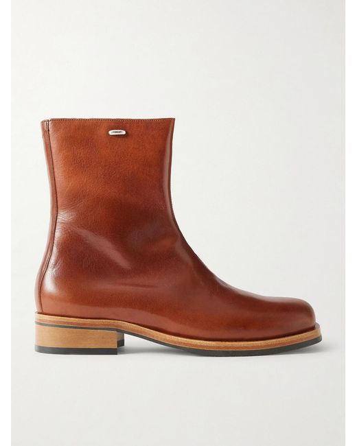 Our Legacy Brown Camion Glossed-leather Boots for men
