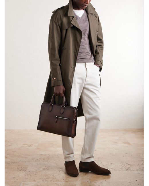 Berluti Brown Un Jour Leather Briefcase for men