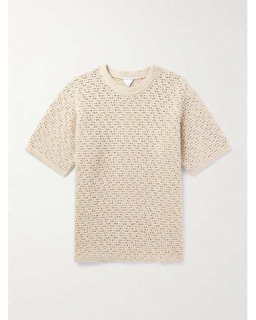 Bottega Veneta T-Shirt aus Baumwolle in Häkeloptik in Natural für Herren