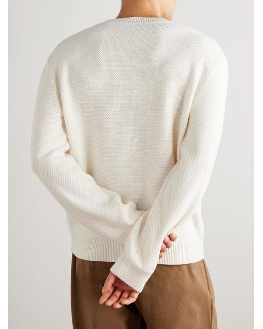 A.P.C. Natural Thomas Logo-Appliquéd Honeycomb-Knit Virgin Wool Sweater for men