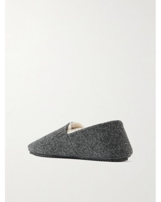 Mr P. Gray Shearling-Lined Woven Slippers for men