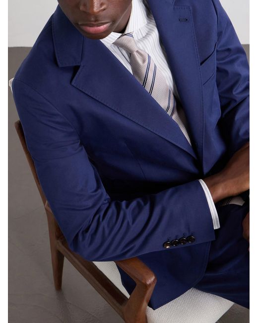 Brunello Cucinelli Blue Cotton-Blend Suit Jacket for men