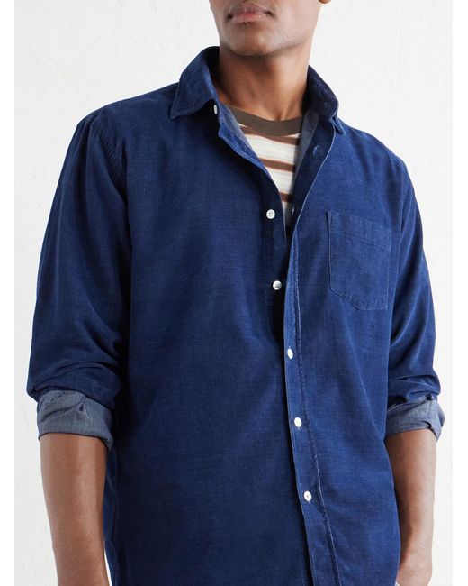 Hartford Blue Paul Cotton-Corduroy Shirt for men