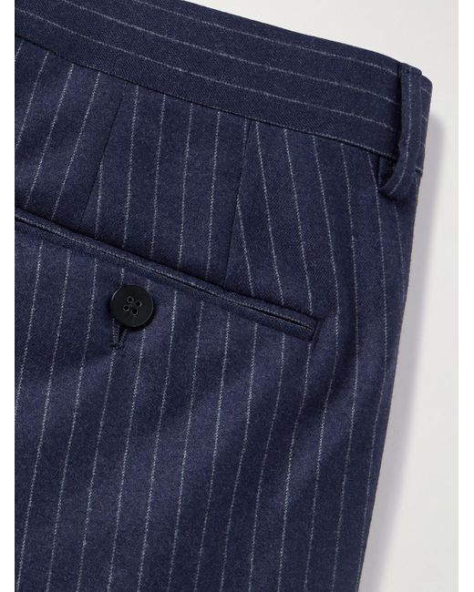 Caruso Blue Slim-Fit Pinstriped Wool Suit Trousers for men