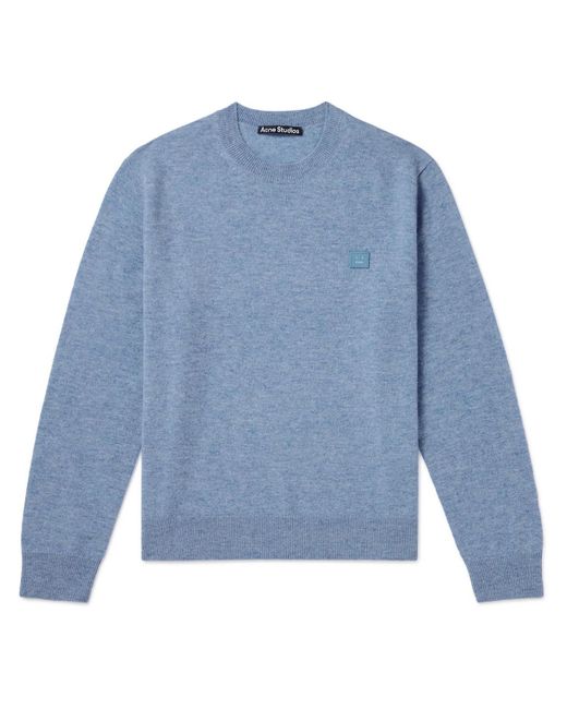 Acne Blue Kalon Logo-appliquéd Wool Sweater for men