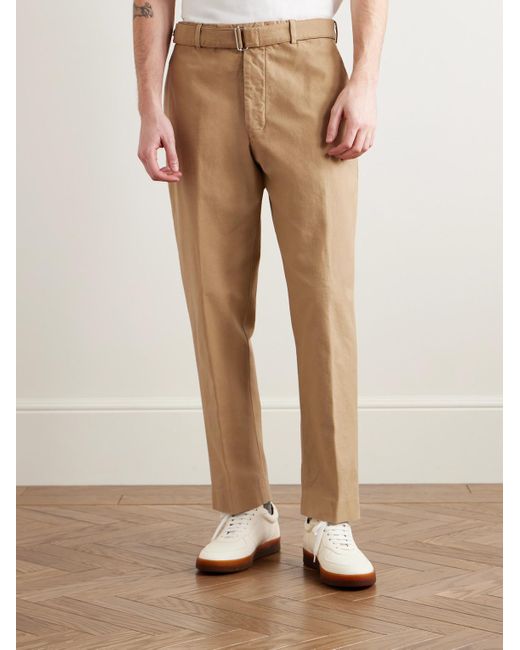Officine Generale Schmal zulaufende Hose aus Baumwoll-Twill mit Gürtel in Stückfärbung in Natural für Herren