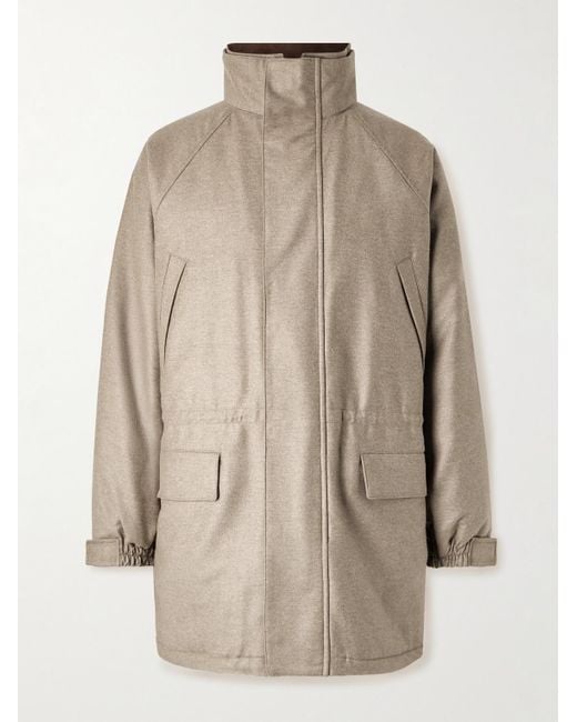 Auralee Natural Oversized Padded Wool Coat for men