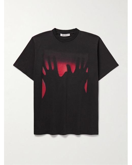 T-shirt in jersey di cotone con stampa e applicazione Red Taste of Hands di Our Legacy in Black da Uomo
