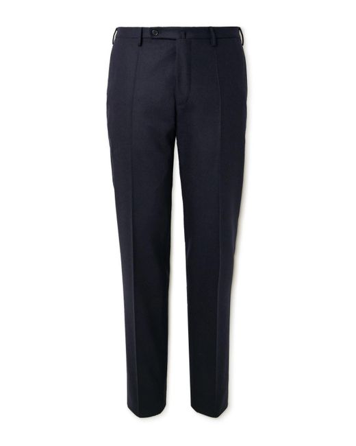 Incotex Blue Slim-fit Virgin Wool-blend Flannel Trousers for men