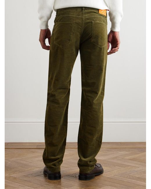 Massimo Alba Green Slim-Fit Straight-Leg Cotton-Corduroy Trousers for men