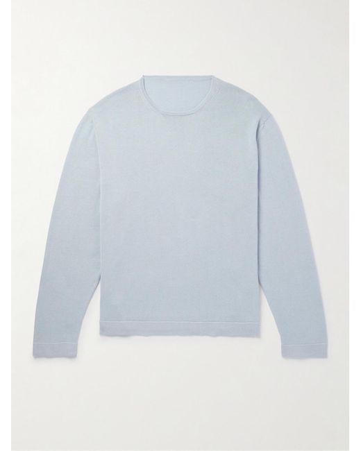 STÒFFA Blue Mélange Mouliné-cotton Sweater for men