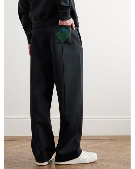 Burberry Blue Straight-Leg Argyle Jacquard-Knit Track Pants for men