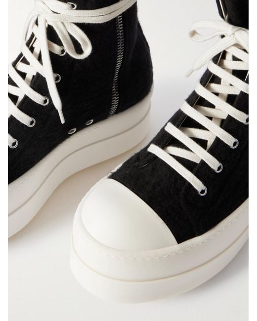 Rick Owens Black Double Bumper Exaggerated-Sole Plush Sneakers for men