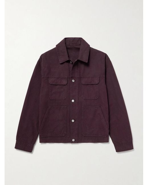 Mr P. Purple Organic Cotton-Canvas Chore Jacket for men