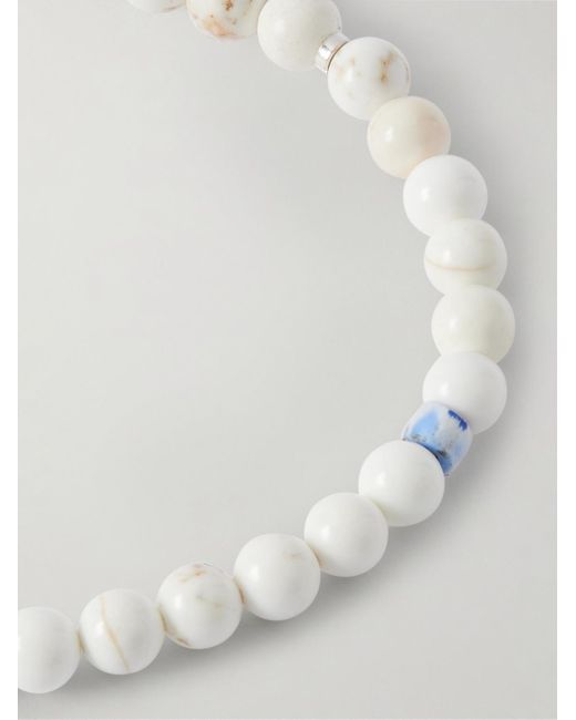 Mikia White Circle 8 Sterling And Magnesite Bracelet for men