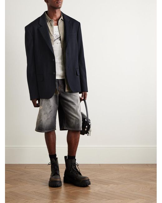 Acne Black Jotam Oversized Pinstriped Twill Blazer for men