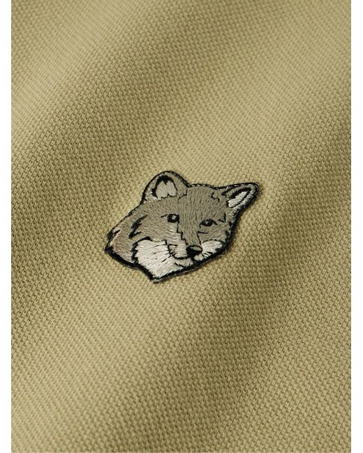 Maison Kitsuné Green Oversized Logo-appliquéd Cotton-piqué Polo Shirt for men