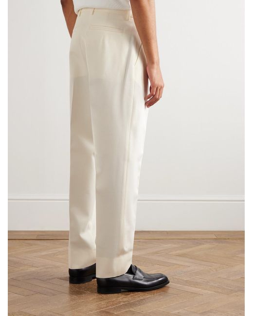 Zegna Natural Straight-Leg Cotton And Wool-Blend Trousers for men