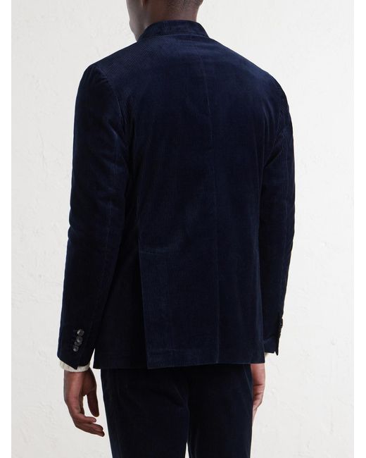 De Petrillo Blue Riviera Cotton-Blend Corduroy Blazer for men