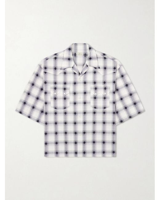 Kapital White Camp-Collar Checked Cotton Western Shirt for men