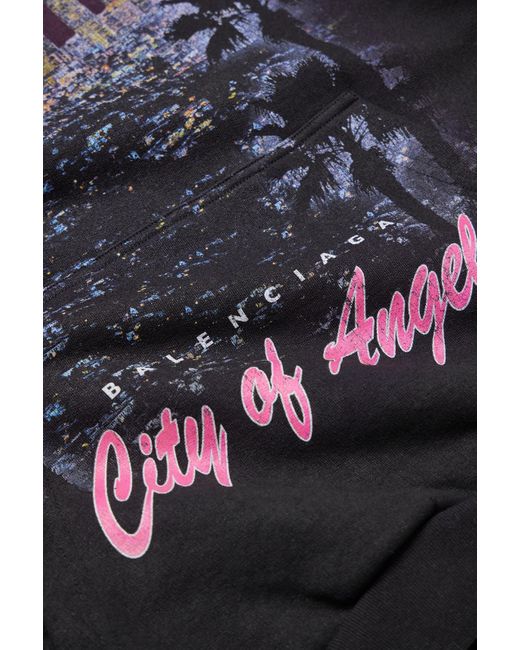 Balenciaga Black Printed Cotton-Jersey Hoodie for men