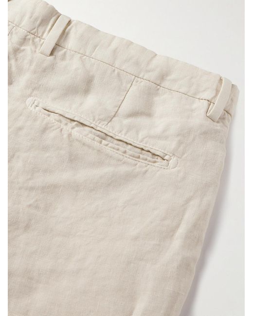 Boglioli Natural Straight-Leg Pleated Linen Shorts for men